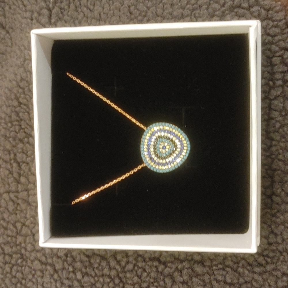 925 Sterling Silver Big Evil Eye Wave Necklace